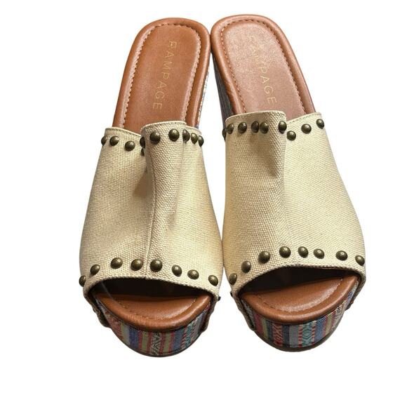 VTG Rampage Womens Y2K Studded Quizzy Platform Wedges Sandals Size 8.5 Going Out - Picture 2 of 10